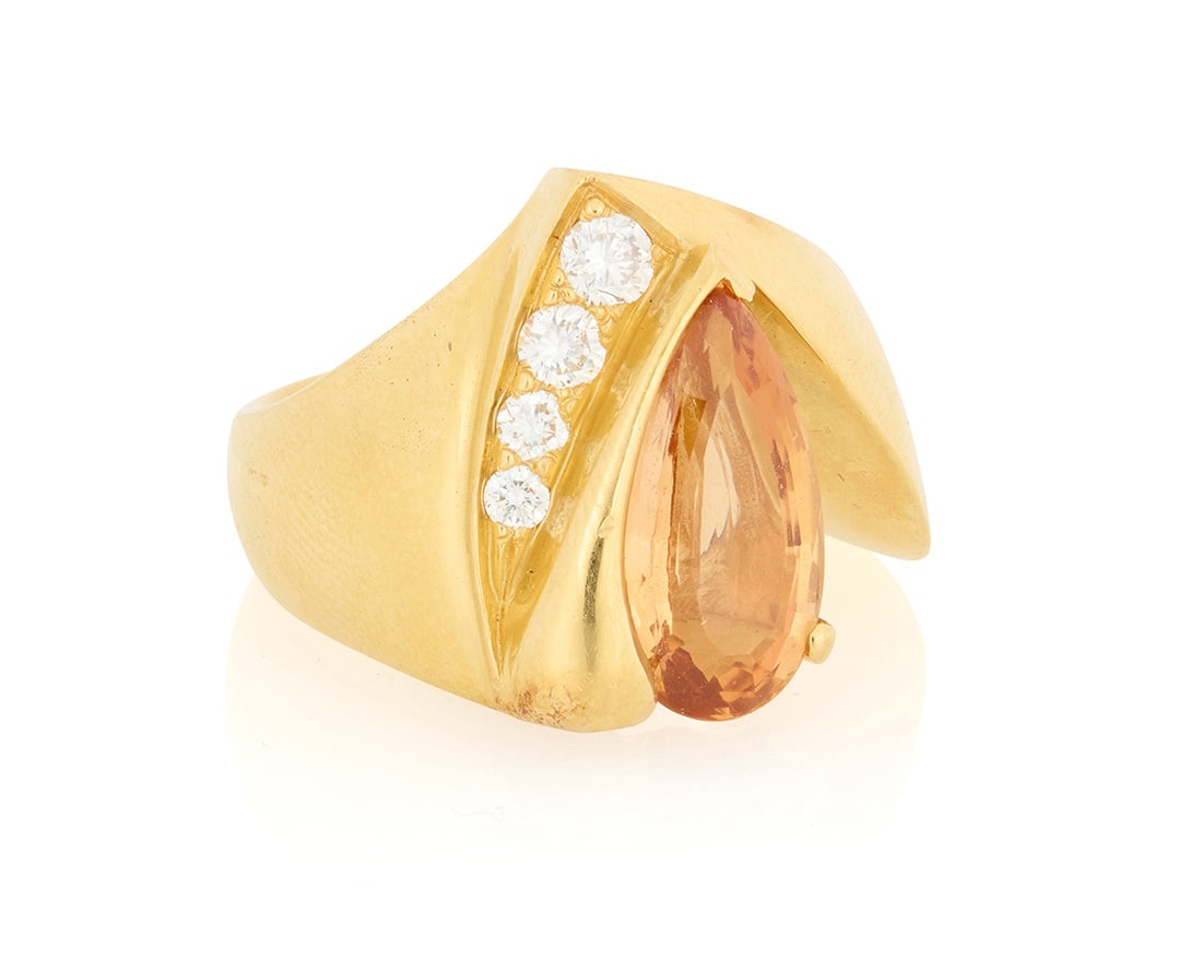 An 18K Gold, Topaz and Diamond Ring (1 of 2)