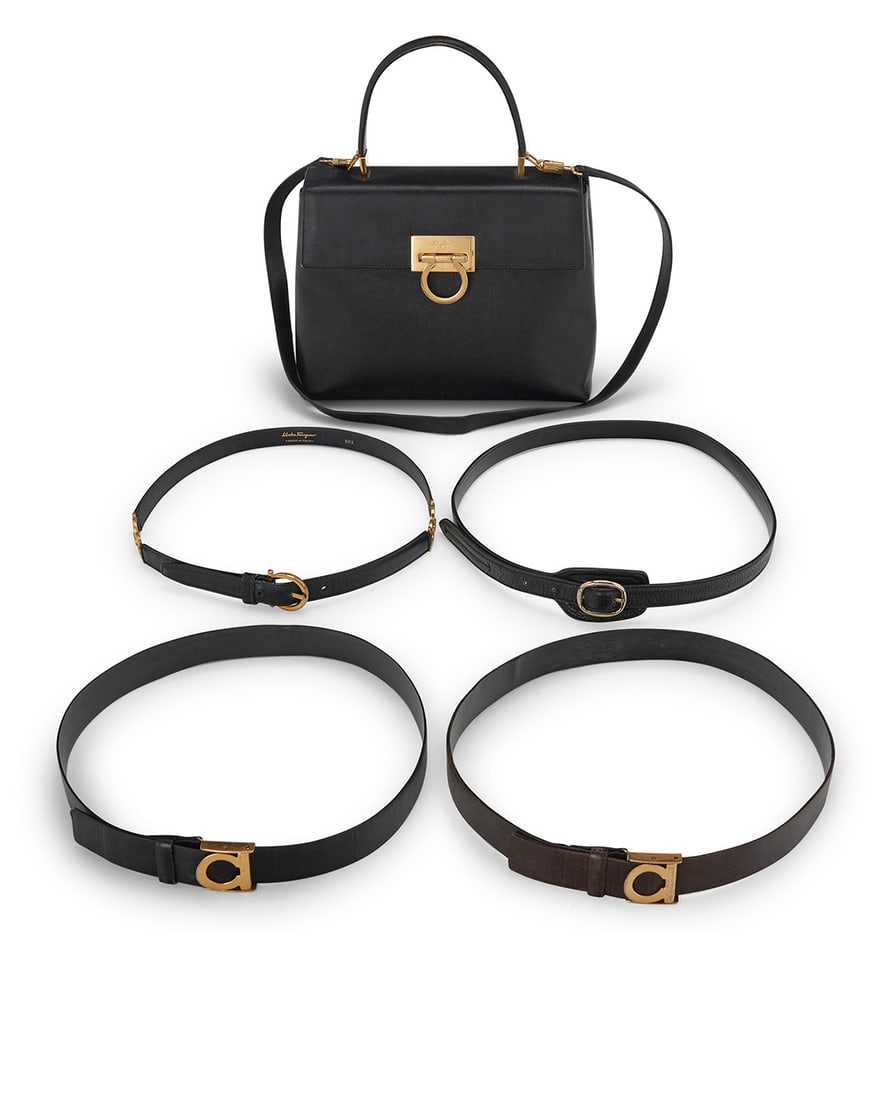 Salvatore Ferragamo & Burberry: A Vintage Gancini Handbag and Four Leather Belts (1 of 11)