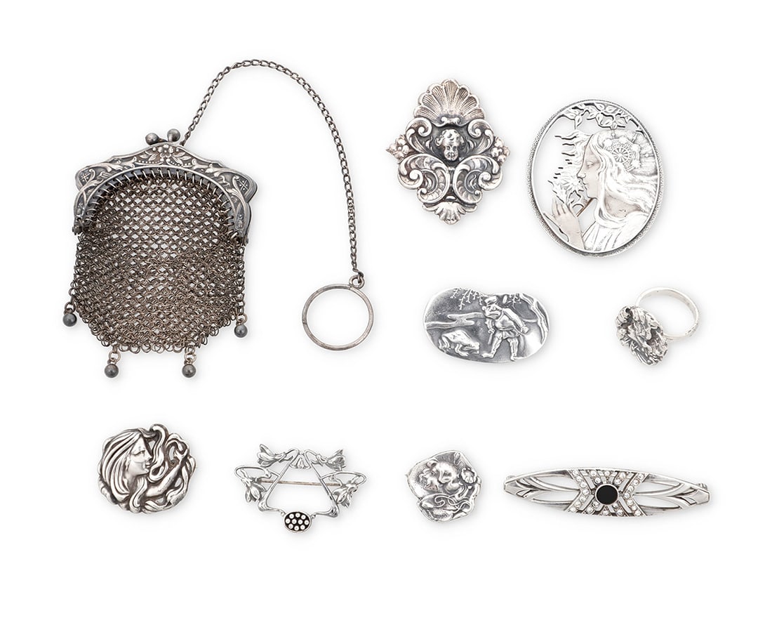 A Group of Sterling Silver Art Nouveau Jewelry (1 of 2)