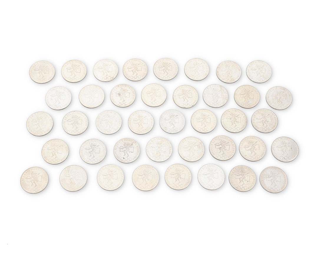 A Group of 1968 Mexican XIX Silver 25 Pesos Coins (1 of 2)