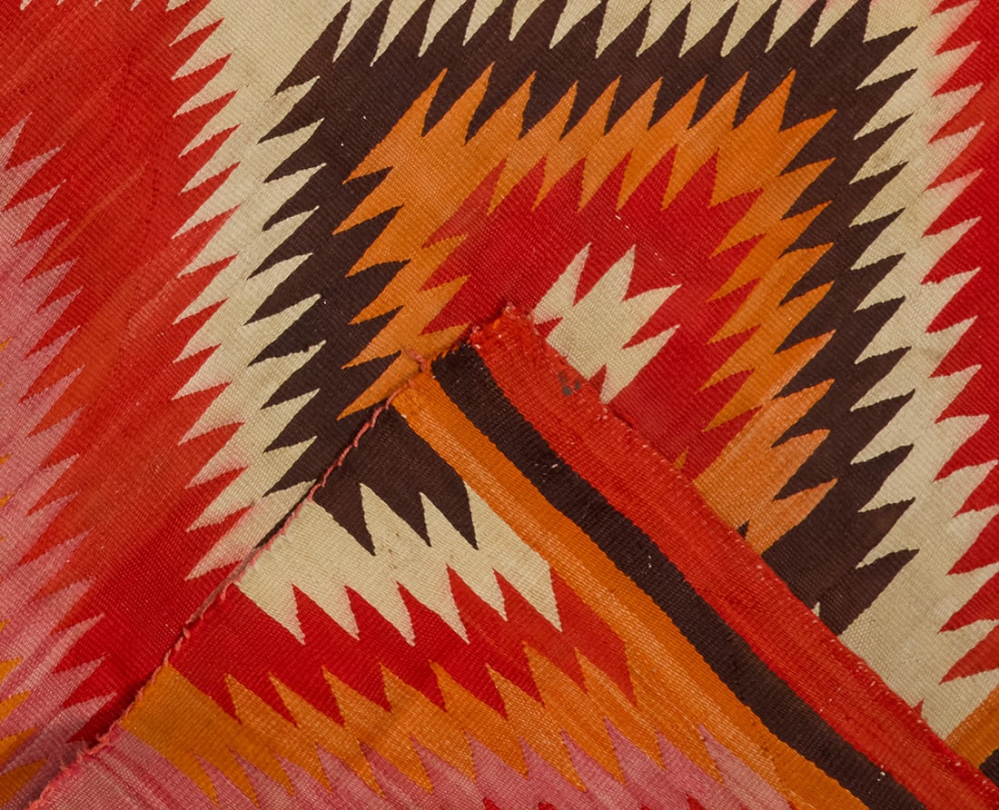 A Navajo Transitional blanket Late 19th/early 20th century, Dine Woven in red, cream, orange, - 2