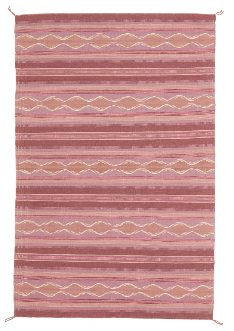 A Navajo Wide Ruins textile Late 20th century, Dine, Irma Frances Woven in pale multicolor (1 of 3)