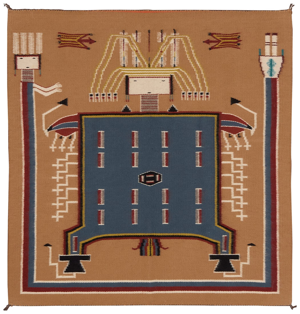 A framed Navajo pictorial Yei textile (1 of 4)
