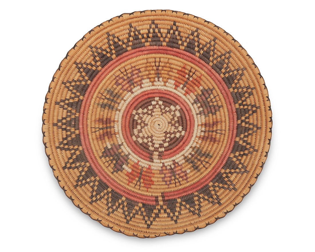 A polychrome pictorial San Juan Paiute butterfly basket Late 20th century, Southwest United (1 of 3)