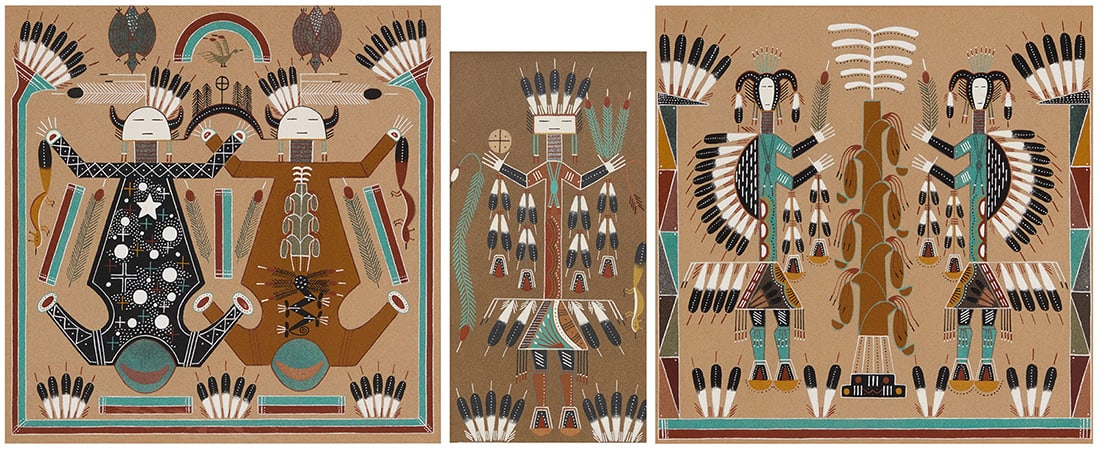 Rosabelle Ben (20th century, Navajo/Dine) Three works: "Father Sky & Mother Earth," 1988 Navajo (1 of 16)