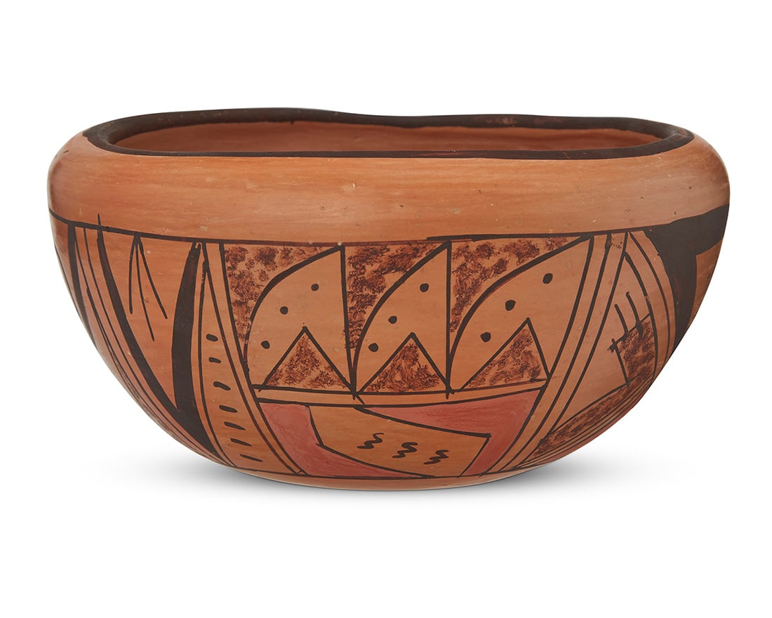 Charlene Colleteta (b. 20th century, Hopi-Tewa) A polychrome pottery bowl, circa 1986 Signed to (1 of 5)