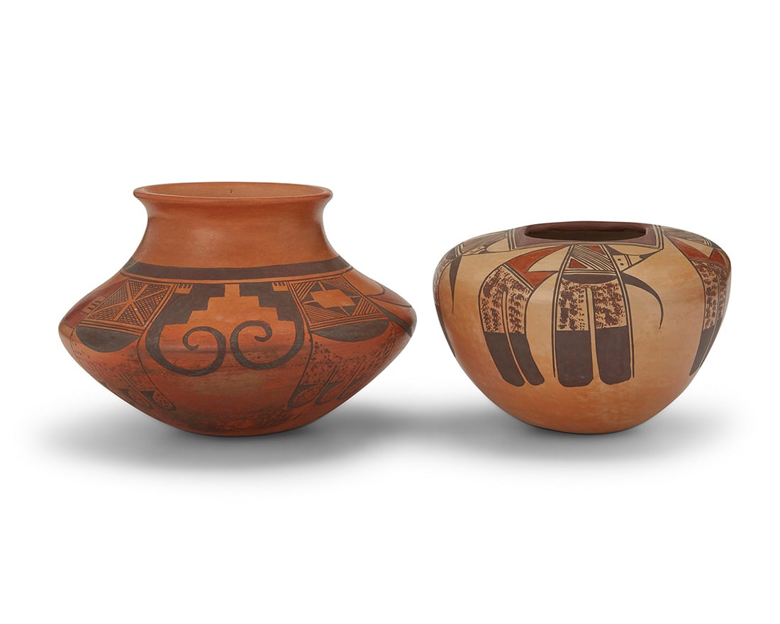 Two Hopi Pueblo polychrome pottery jars Two works: Jean Sahme Nampeyo (b. 1948, Hopi-Tewa) A (1 of 6)