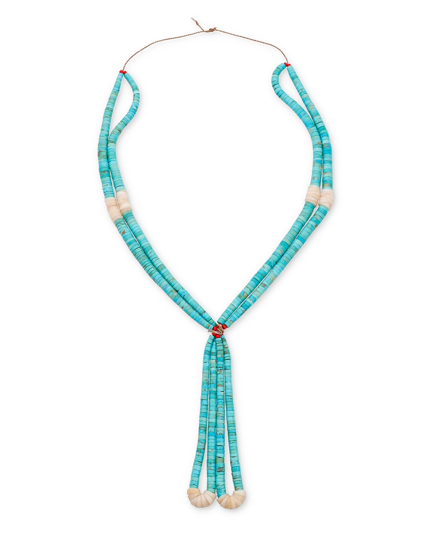 A Kewa/Santo Domingo Pueblo turquoise necklace Mid/late 20th century, Kewa A chunky two-strand (1 of 2)