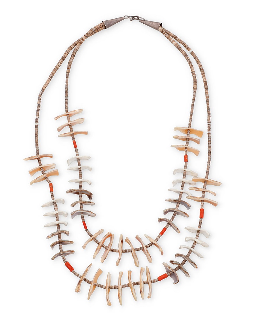 A Kewa/Santo Domingo Pueblo shell necklace Late 20th century, New Mexico Attributed to Mary C. (1 of 2)