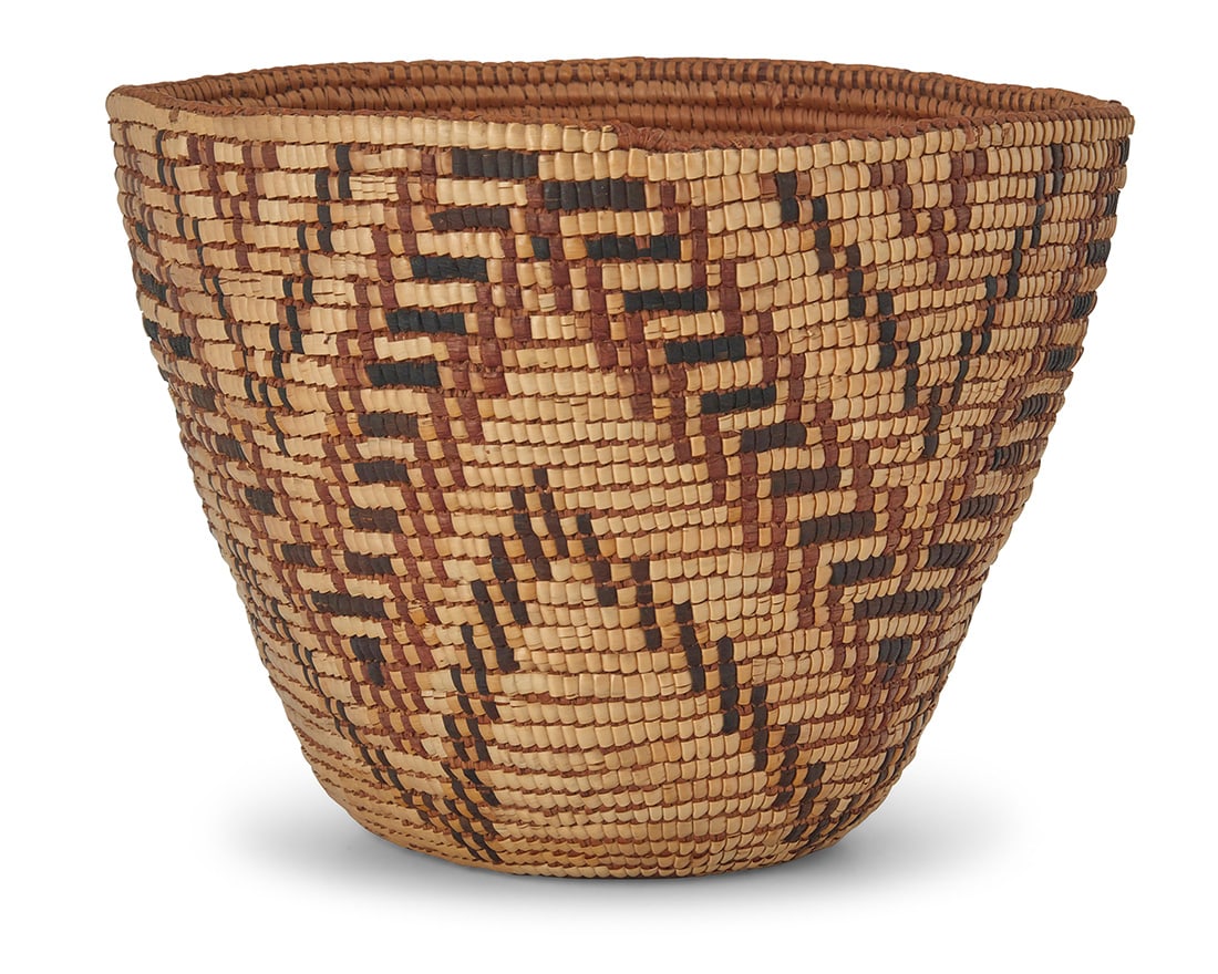 A polychrome Coast Salish/Nisqually basket Mid-20th century, Northern Washington/Southern British (1 of 6)