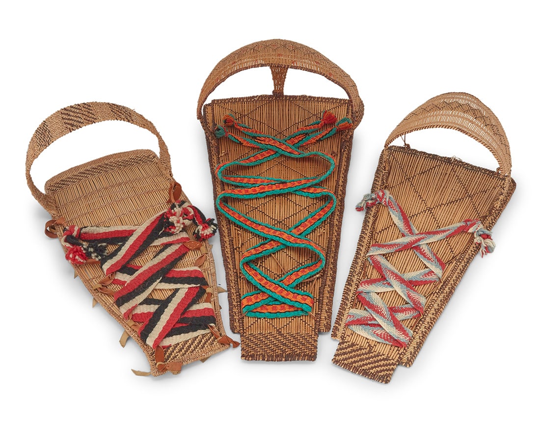 A group of Mono basketry cradleboards Mid-20th century, Central California Three twined (1 of 7)