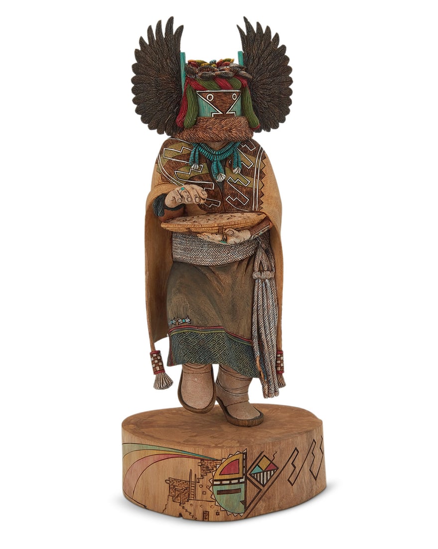 Kerry David (b. 1963, Hopi-Tewa/Navajo) A polychrome carved cottonwood eagle dancer katsina, late (1 of 6)