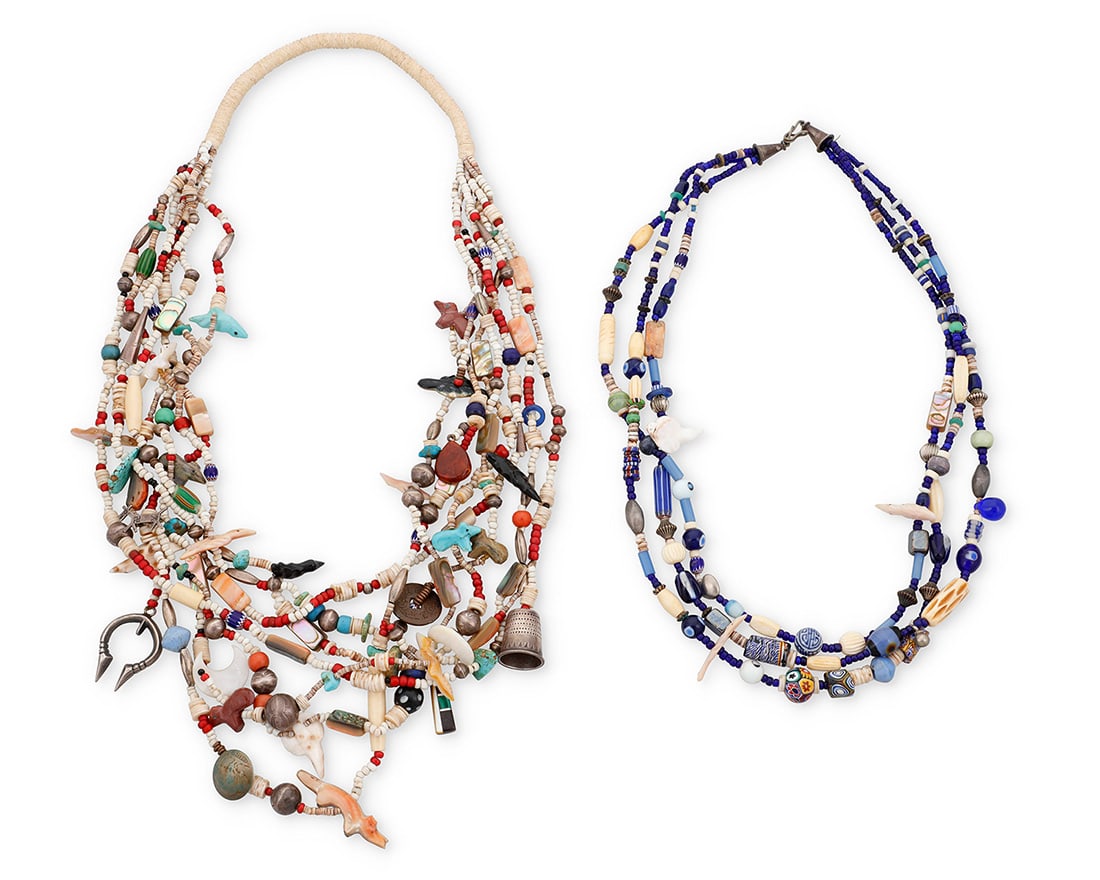 Two Southwest Pueblo 'Grandmother' necklaces Mid-20th century Comprising a seven-strand heishi (1 of 2)