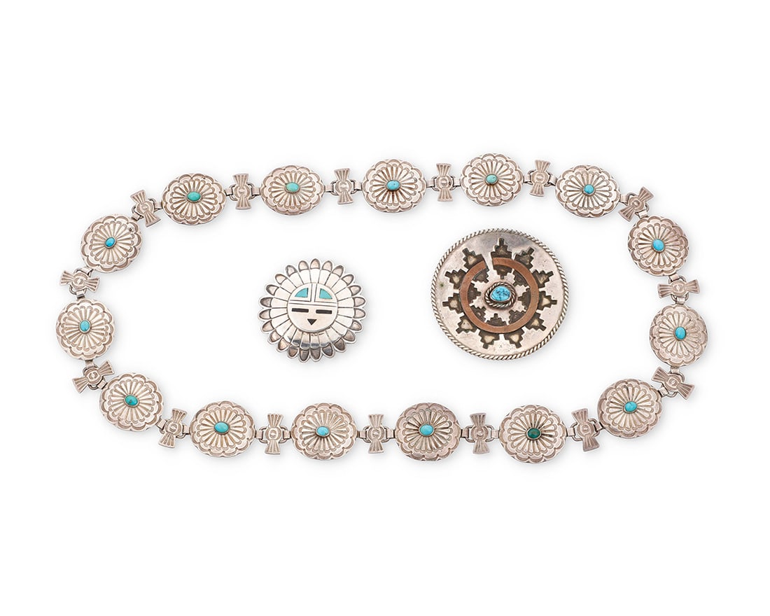 A group of Southwest style sterling silver and turquoise jewelry (1 of 2)