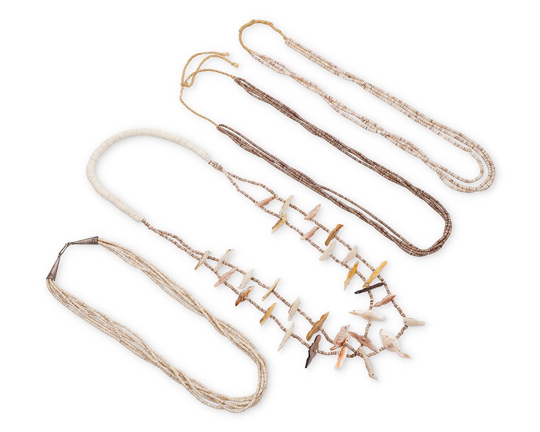 A group of Southwest Pueblo heishi and carved shell necklaces Mid/late 20th century Comprising a (1 of 2)