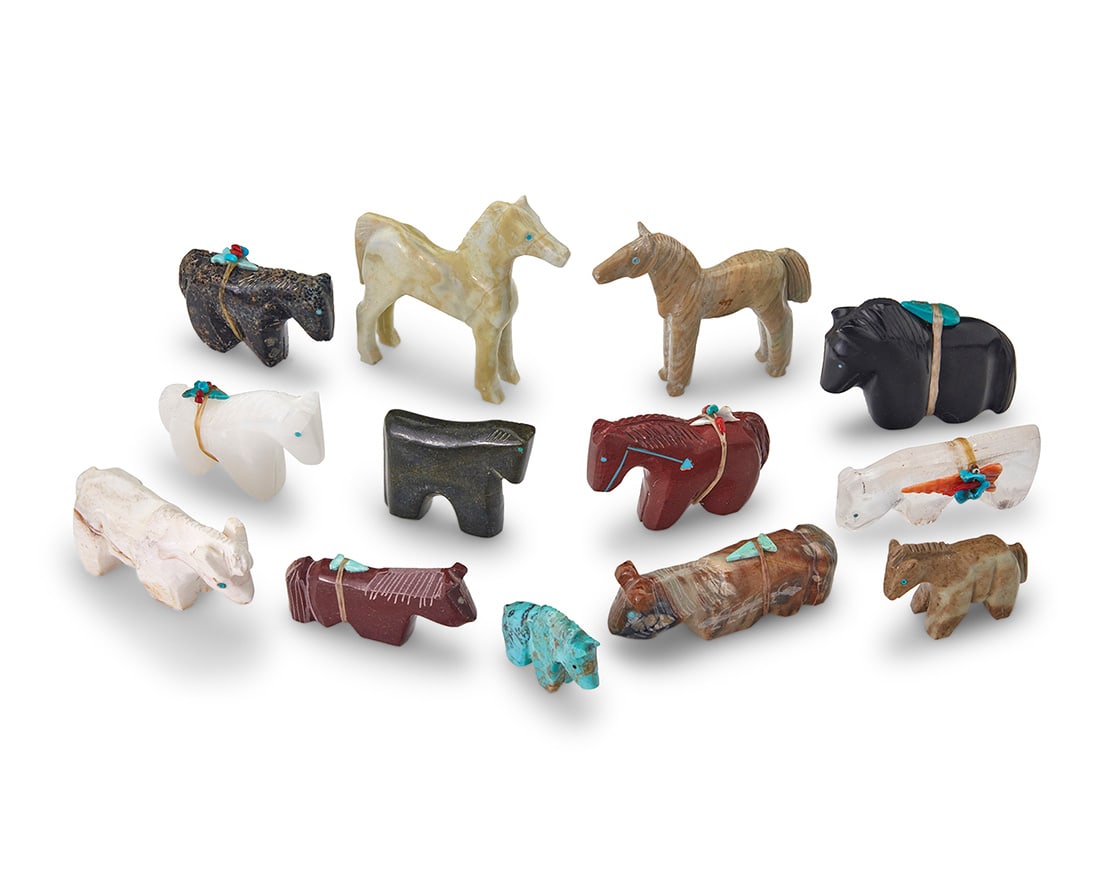 A group of Southwest Pueblo carved stone horse fetish figures (1 of 1)