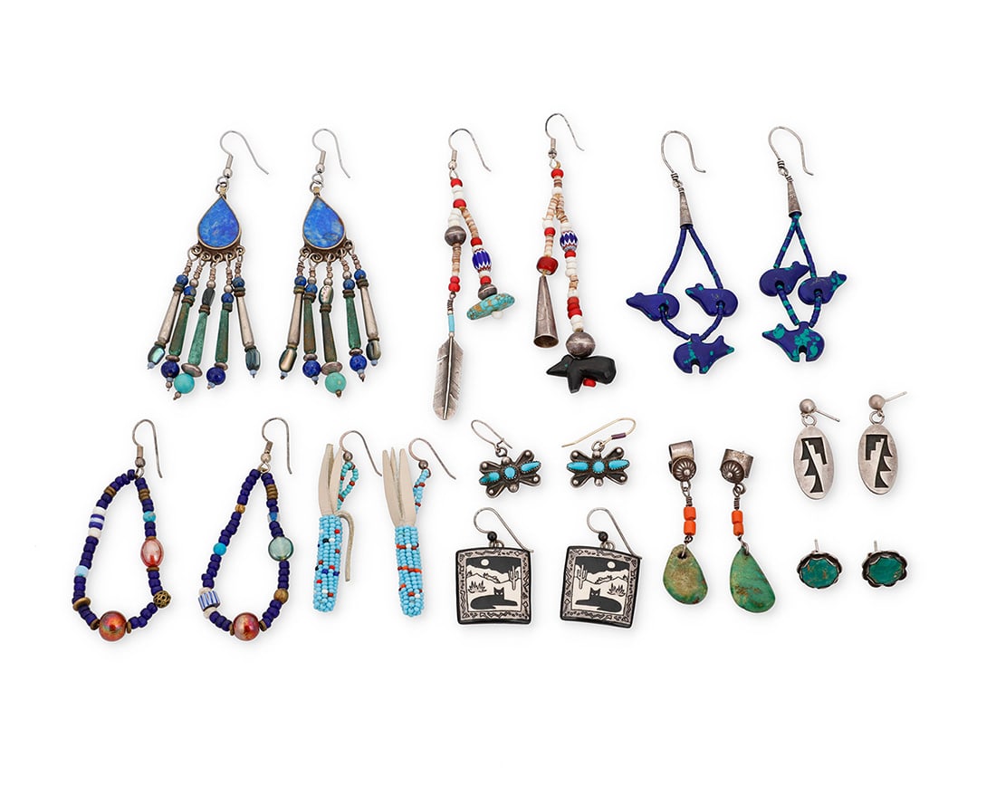 A group of Southwest style earrings Mid/late 20th century Ten pairs of earrings in various styles (1 of 1)