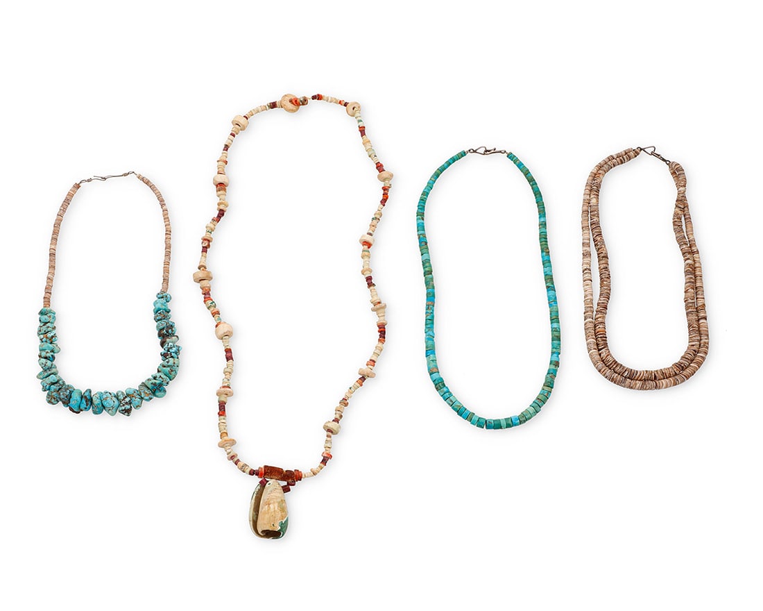 A group of Southwest Pueblo style necklaces Early/mid-20th century or earlier Comprising a double (1 of 2)