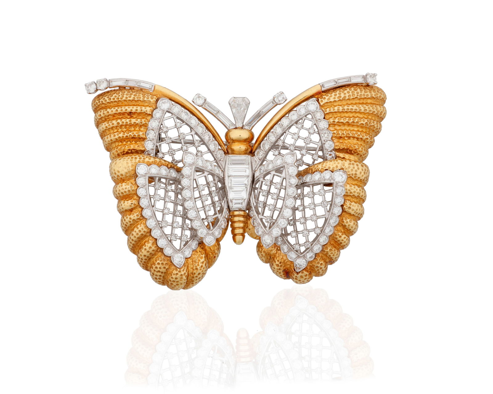 David Webb: An 18K Gold, Platinum and Diamond Butterfly Brooch (1 of 3)