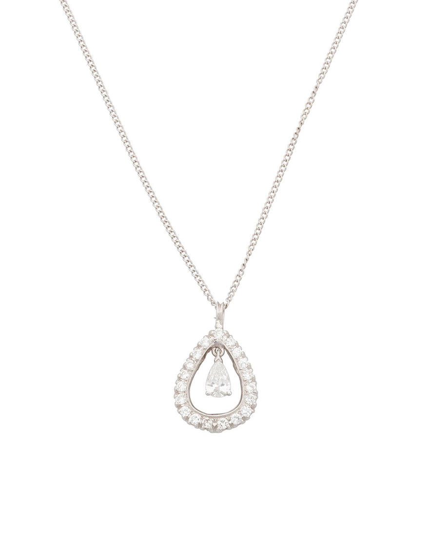A 14K White Gold and Diamond Pendant Necklace (1 of 3)