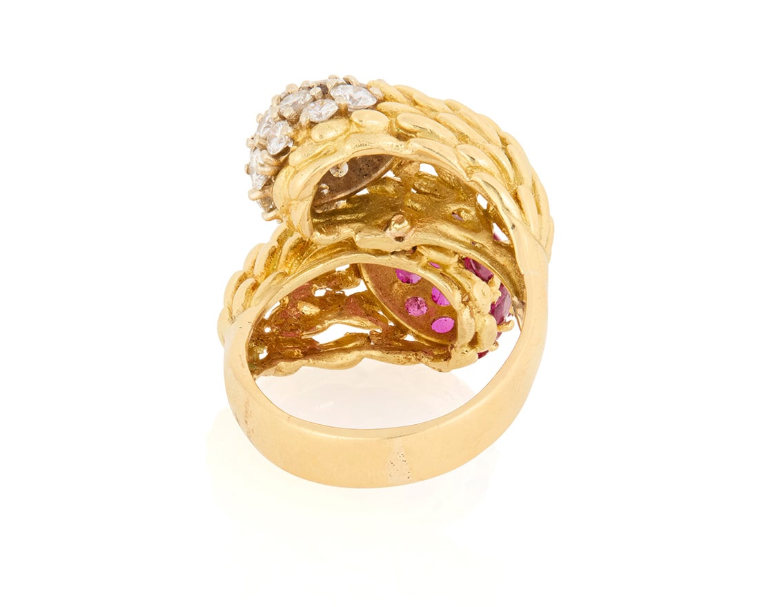 An 18K Gold, Ruby and Diamond Ring - 2