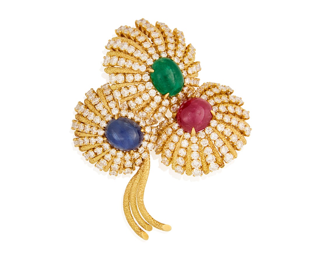 Van Cleef & Arpels: An 18K Gold, Gem-Set and Diamond Brooch, 1971 (1 of 3)