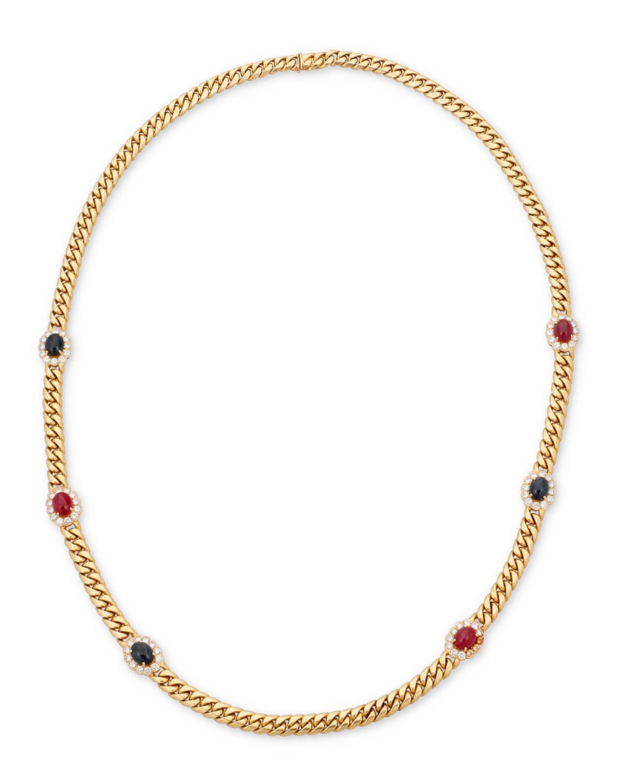 An 18K Gold, Gem-Set and Diamond Necklace (1 of 4)