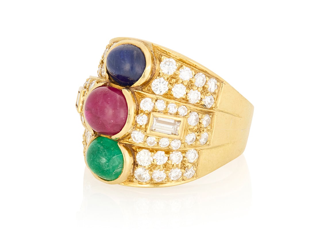 An 18K Gold, Gem-Set and Diamond Ring (1 of 3)