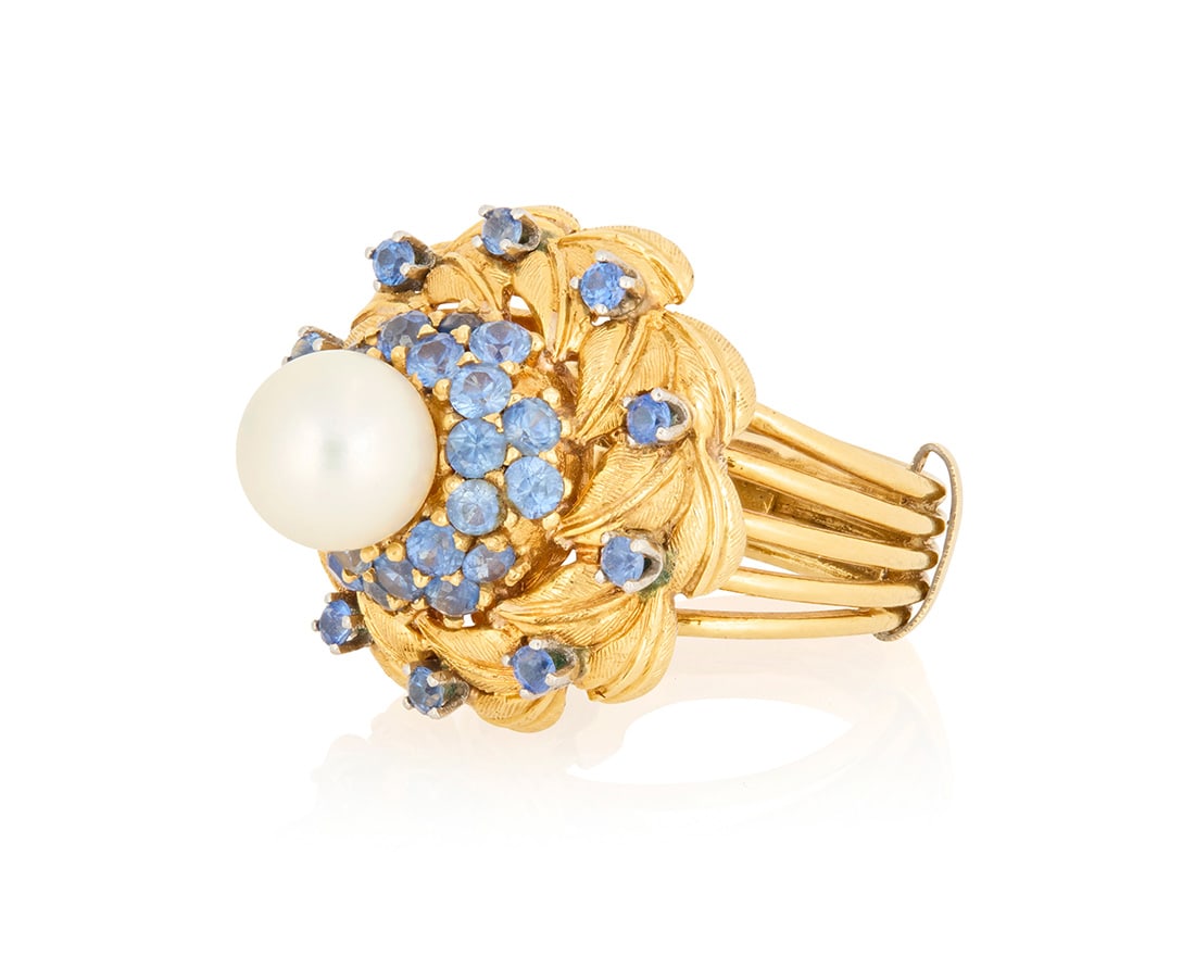 Rondette: An 18K Gold, Cultured Pearl and Sapphire (1 of 3)