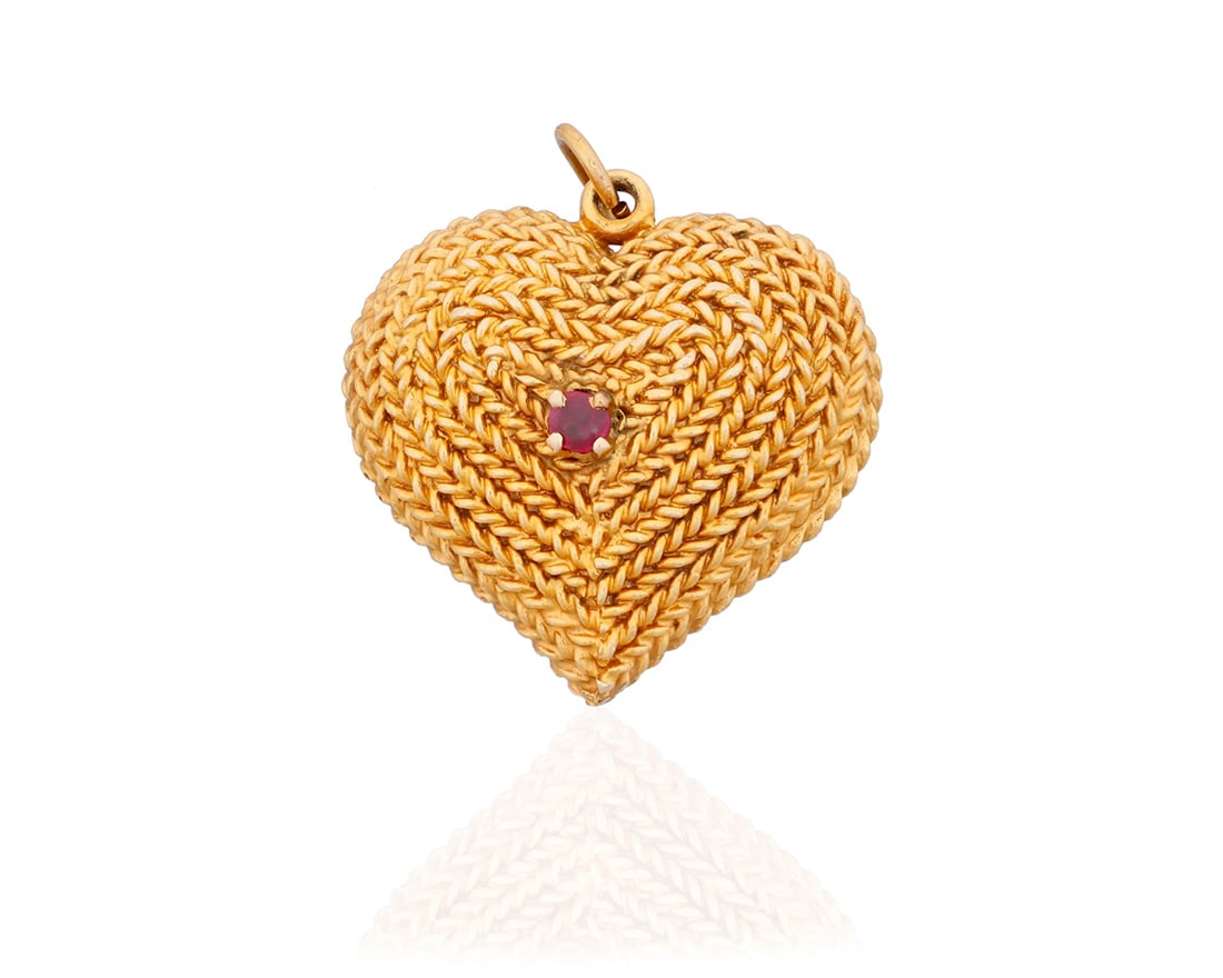 A 14K Gold and Ruby Pendant - 2