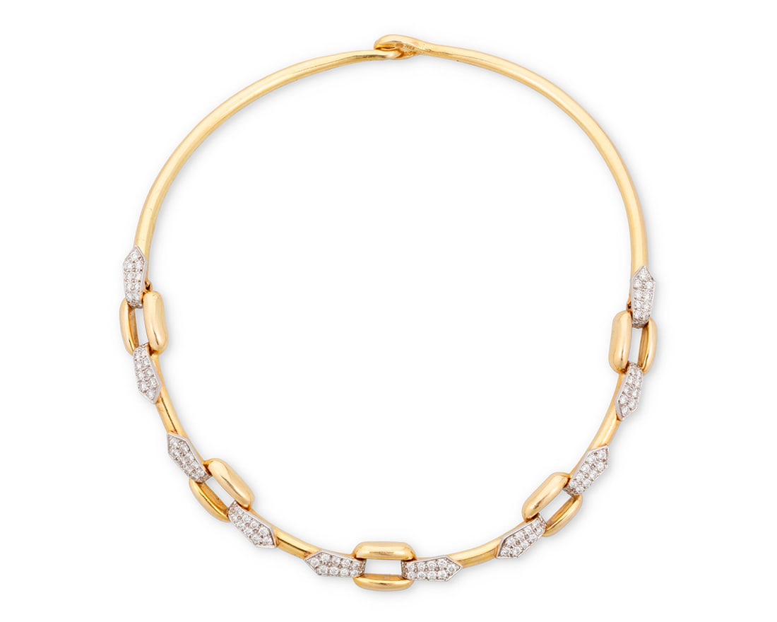 A 14K Bi-Color Gold and Diamond Collar Necklace (1 of 3)