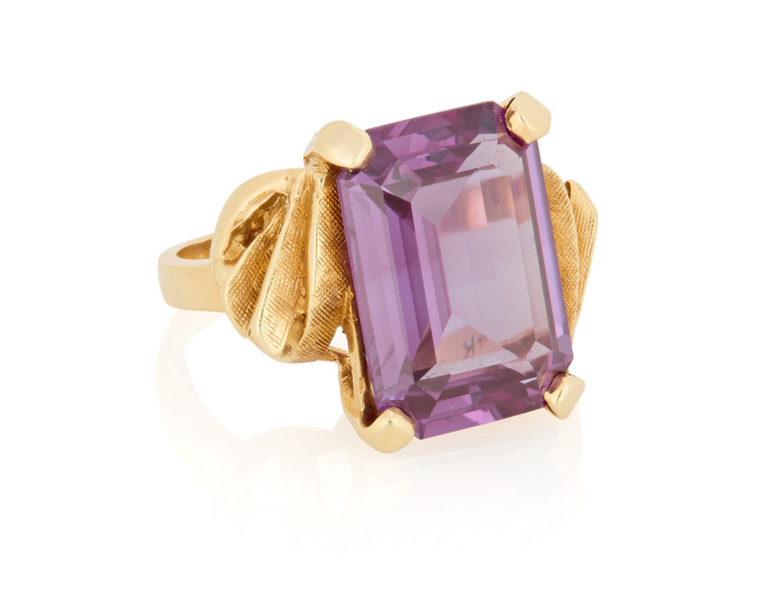 A 14K Gold and Synthetic Color-Change Sapphire Ring (1 of 3)