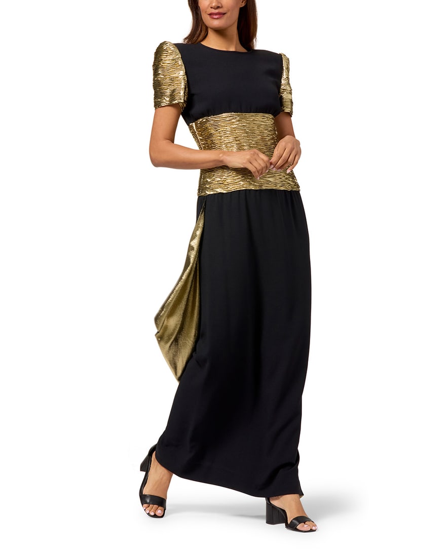 Valentino Garavani: A Black & Gold Lame Evening Gown (1 of 3)