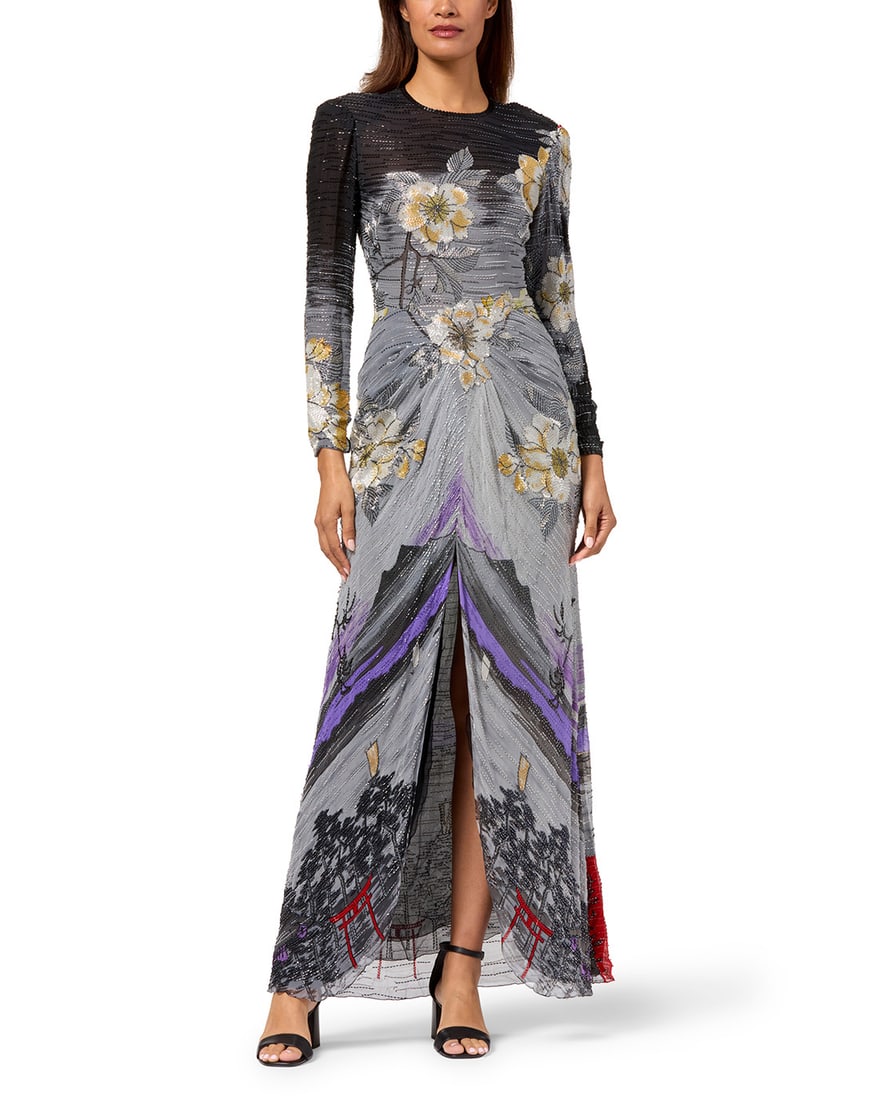 Hanae Mori: A Vintage Beaded Print Silk Evening Gown (1 of 4)