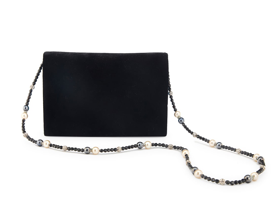 Valentino Garavani: A Vintage Black Velvet 'Night' Evening Clutch Bag (1 of 8)