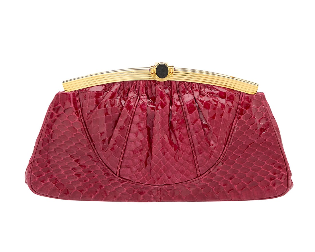 Judith Leiber: A Red Exotic Leather Clutch Bag (1 of 9)