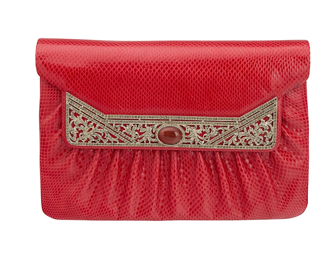 Judith Leiber: A Red Exotic Leather Clutch Bag (1 of 10)