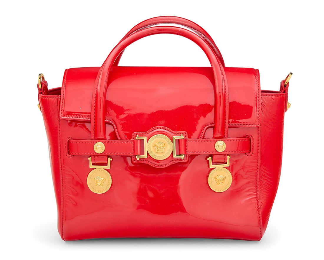 Gianni Versace: A Red Patent Leather Medallion Signature Tote Bag (1 of 10)