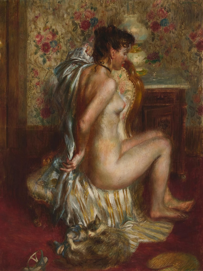 Paul Lewis Clemens (1911-1992), Seated nude in an interior, 1942: Paul Lewis Clemens(1911-1992)Seated nude in an interior, 1942Oil on canvas laid to MasoniteSigned and dated upper right: Clemens 4243" H x 32" W Provenance:The Estate of Joanna Carson