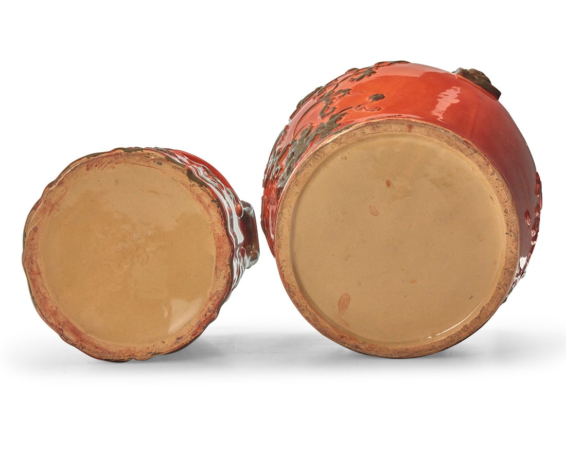 Two English glazed earthenware covered jars - 5