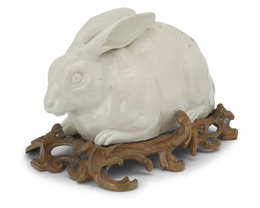 A Continental blanc de chine porcelain model of a rabbit (1 of 6)