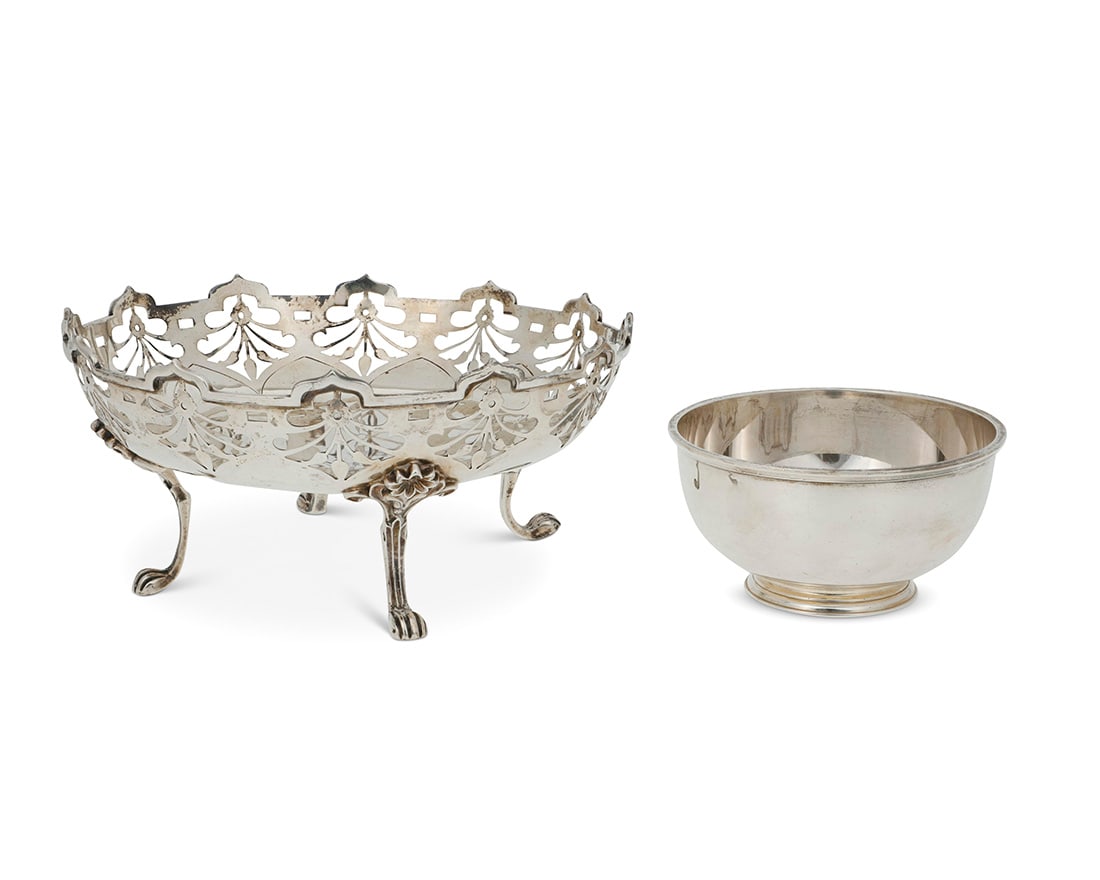 A Gorham sterling silver footed bowl and an English sugar bowl (1 of 4)