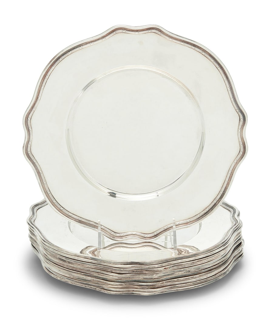 A set of twelve Sedlacek & Co. sterling silver place plates (1 of 16)