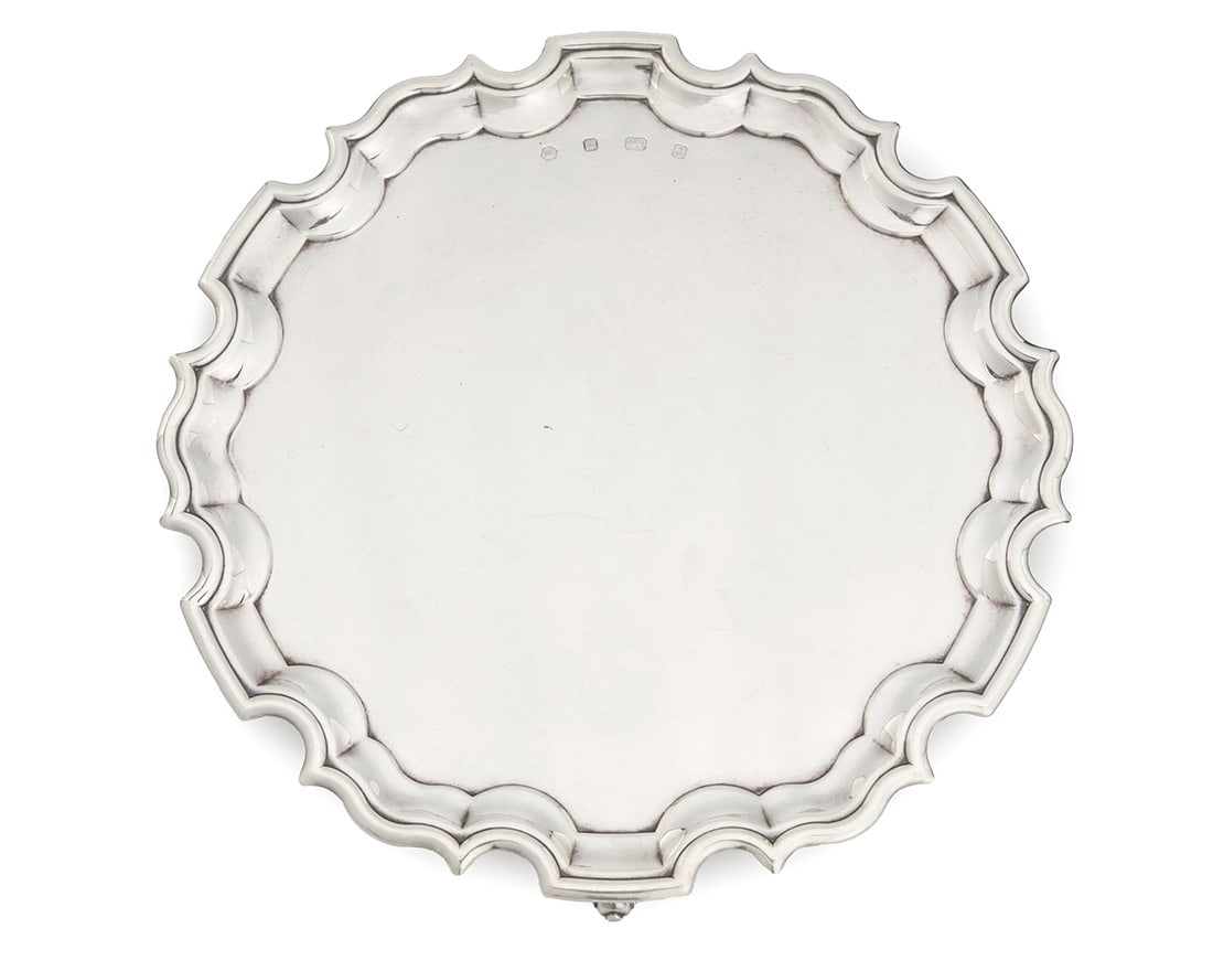 An English sterling silver footed salver (1 of 4)