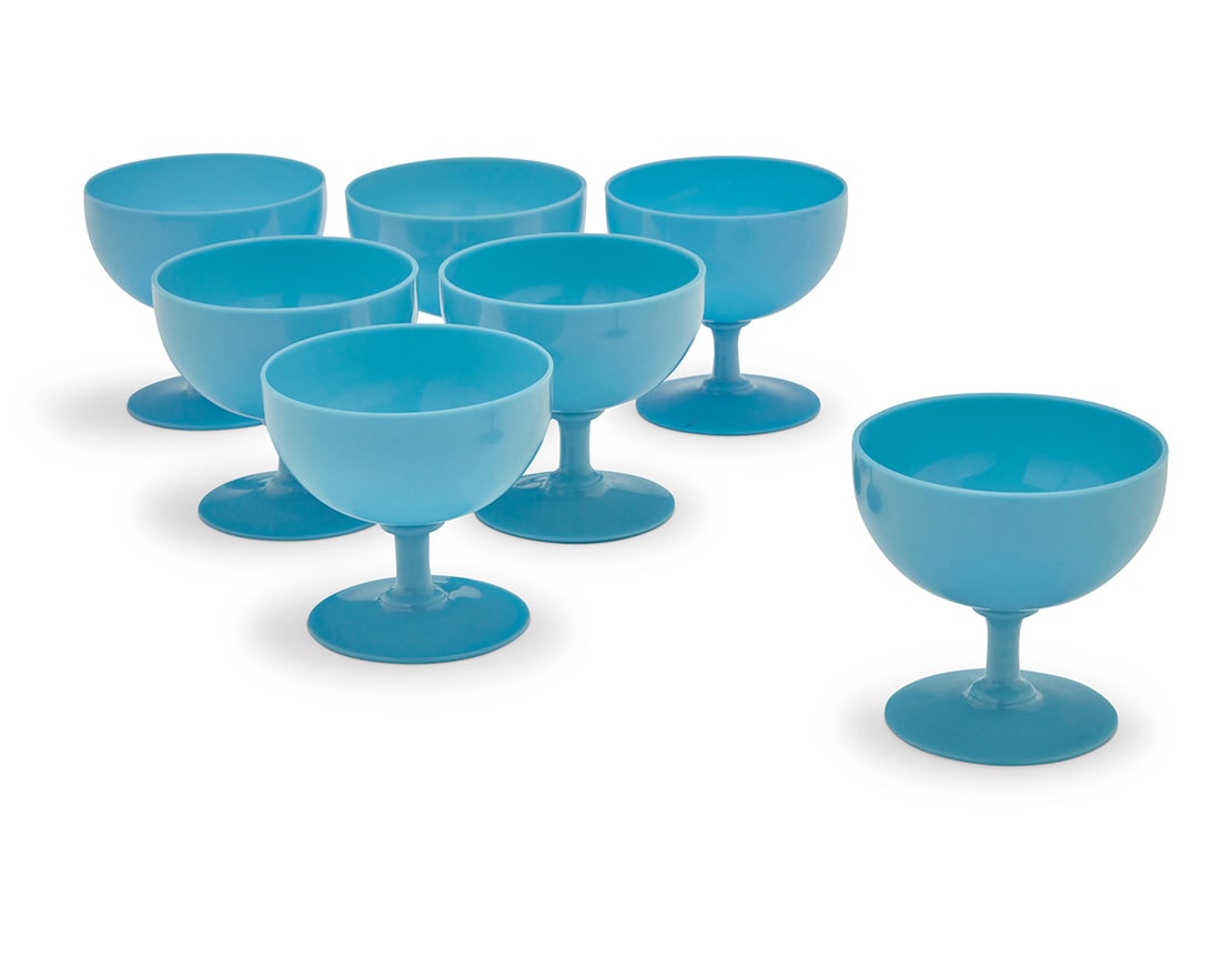 A set of twenty-five Baccarat blue opaline glass sherbets (1 of 3)
