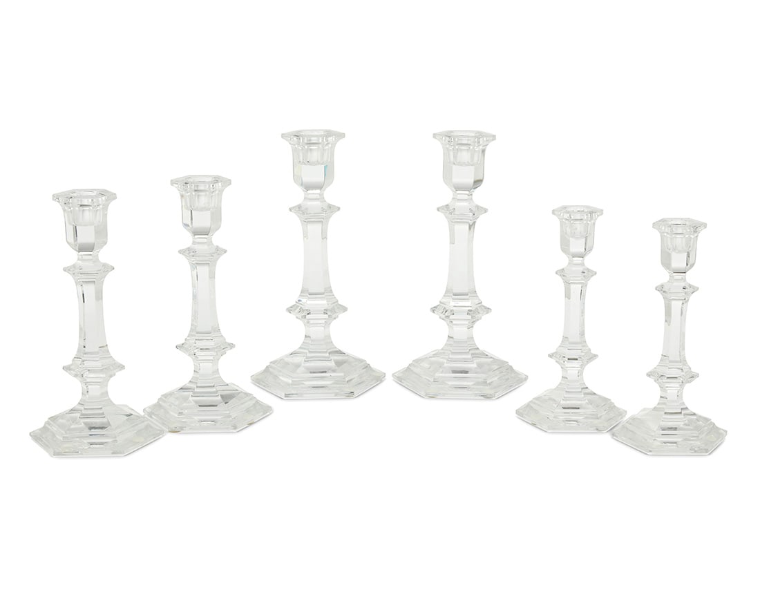 A set of six Baccarat glass 'Harcourt' candlesticks (1 of 4)