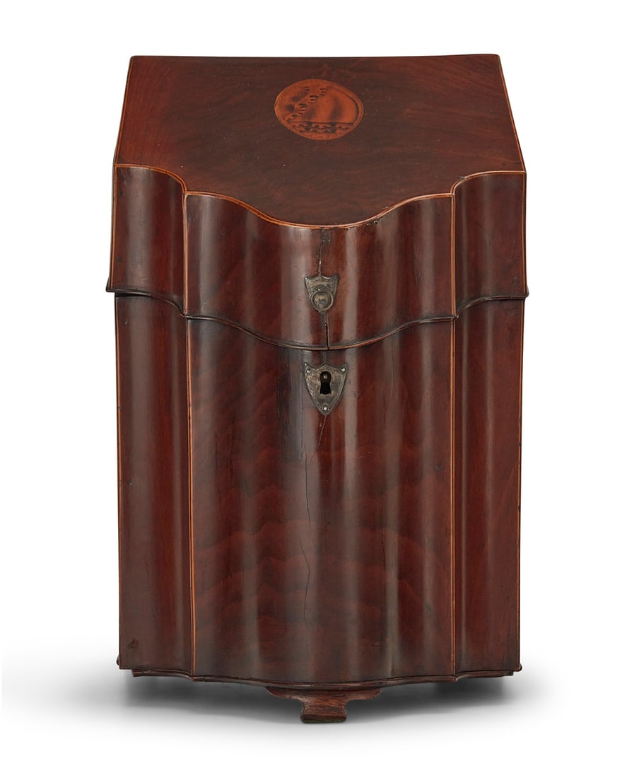 A George III inlaid mahogany knife box (1 of 7)