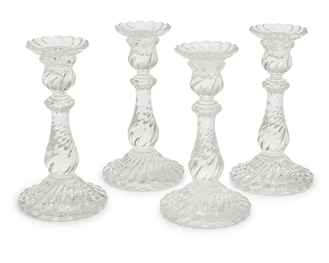 A set of four Baccarat glass 'Bambous' candlesticks (1 of 3)