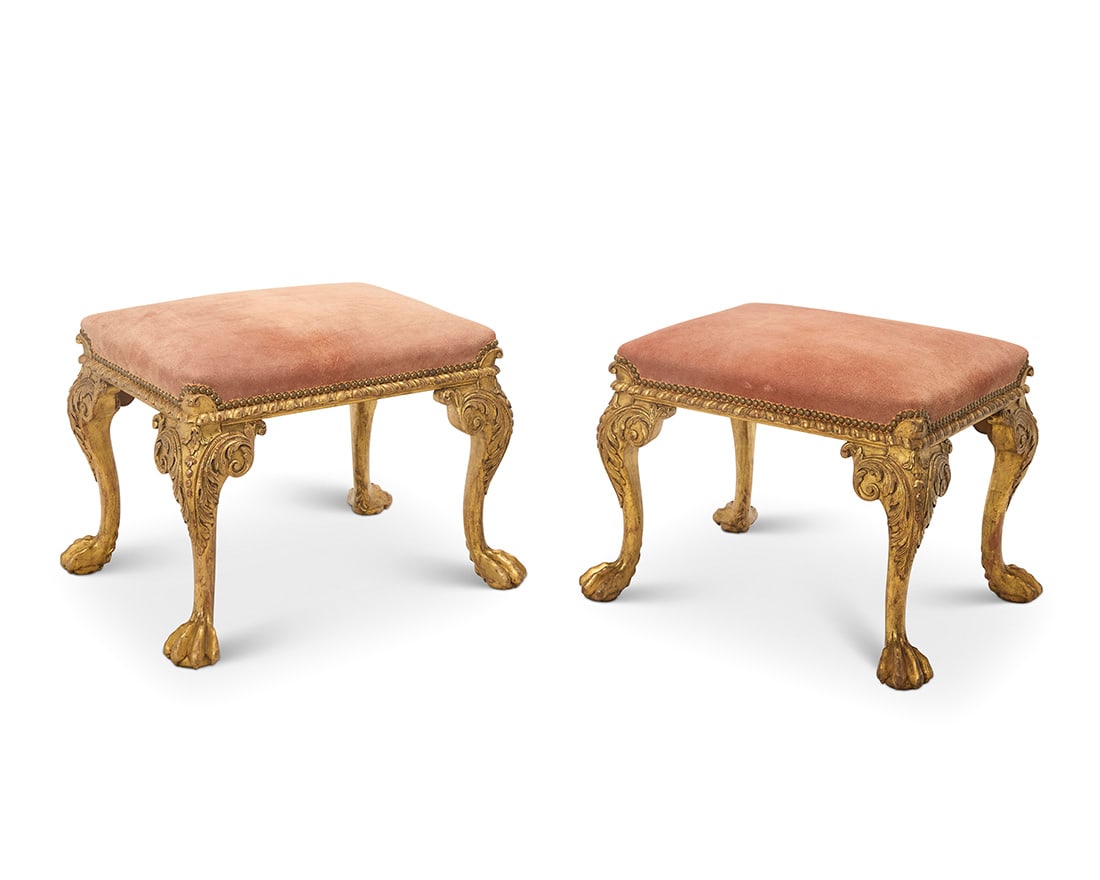 A pair of George II style giltwood stools (1 of 7)