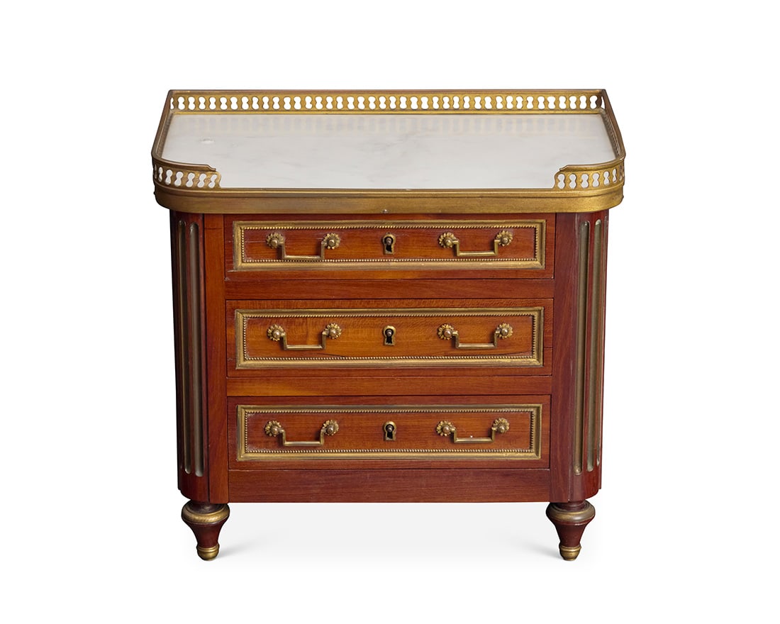 A miniature Louis XVI style mahogany commode (1 of 4)